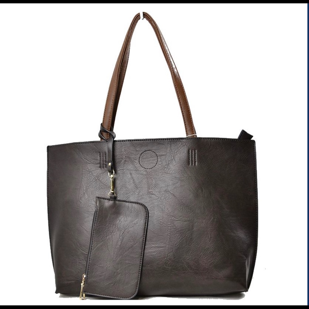 Coffee / Brown Tote Bag With Matching Wristlet